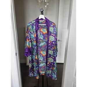 Victoria's Secret Robe Kimono Robe Purple Floral One Size Vintage